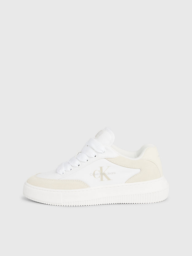 bright white/creamy white canvas sneakers voor dames - calvin klein jeans
