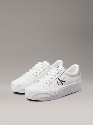 Calvin Klein Jeans Black And White Leather Platform Sneakers