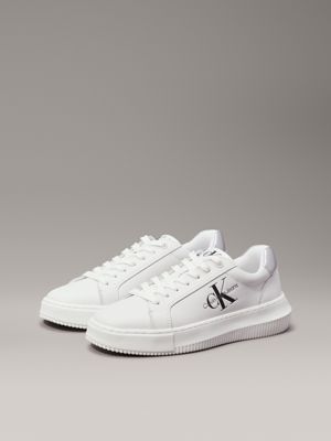 bright white/silver leather trainers for women calvin klein jeans