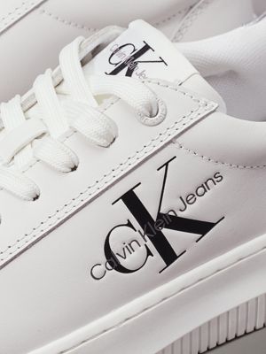 bright white/silver leather trainers for women calvin klein jeans