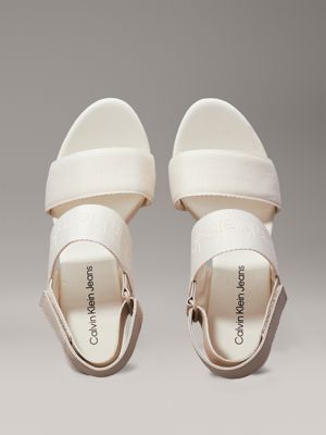 creamy white/eggshell platform wedge sandals for women calvin klein jeans