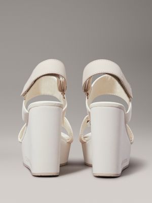 creamy white/eggshell platform wedge sandals for women calvin klein jeans