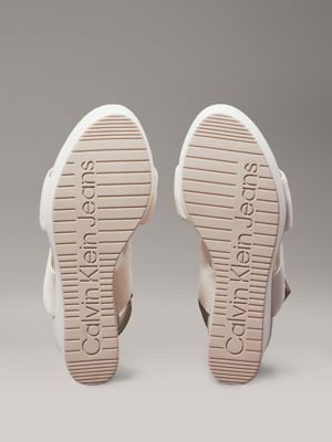 creamy white/eggshell platform wedge sandals for women calvin klein jeans