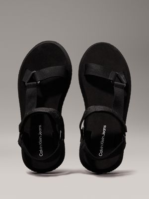 triple black webbing sandals for women calvin klein jeans