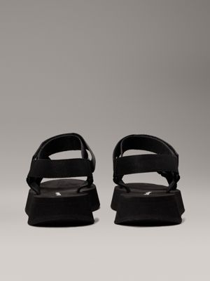 triple black webbing sandals for women calvin klein jeans