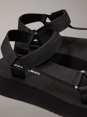 triple black webbing sandals for women calvin klein jeans