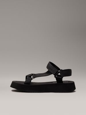 triple black webbing sandals for women calvin klein jeans