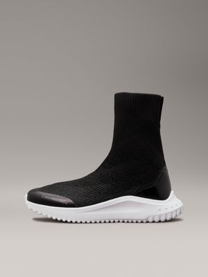 black/bright white high-top sock trainers for women calvin klein jeans