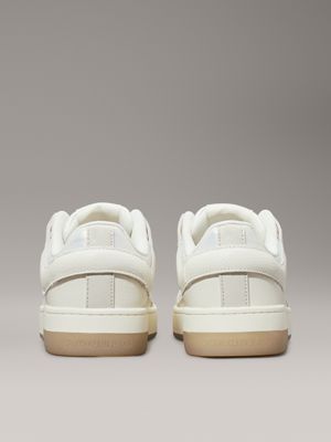 creamy white/eggshell/whisper pink leather trainers for women calvin klein jeans