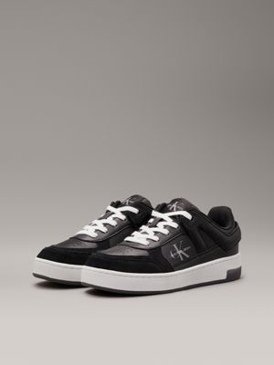 black/bright white leather trainers for women calvin klein jeans