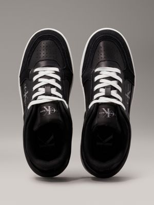 black/bright white leather trainers for women calvin klein jeans