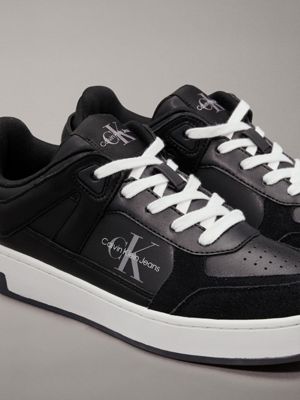 black/bright white leather trainers for women calvin klein jeans