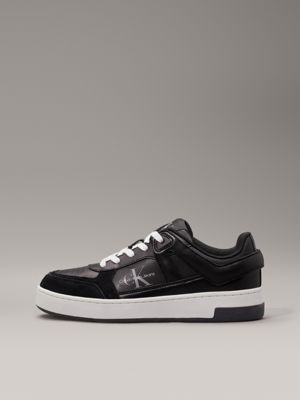 black/bright white leather trainers for women calvin klein jeans