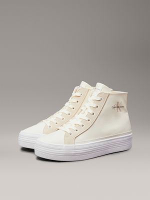 creamy white high-top platform trainers for women calvin klein jeans