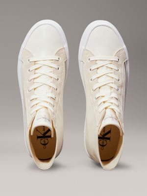 creamy white high-top platform trainers for women calvin klein jeans