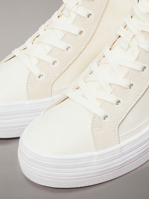 creamy white high-top platform trainers for women calvin klein jeans