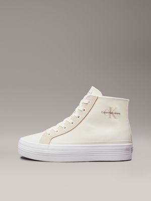 creamy white high-top platform trainers for women calvin klein jeans