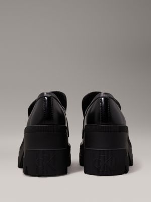 triple black chunky leather loafers for women calvin klein jeans