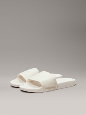 creamy white/bright white logo sliders for women calvin klein jeans