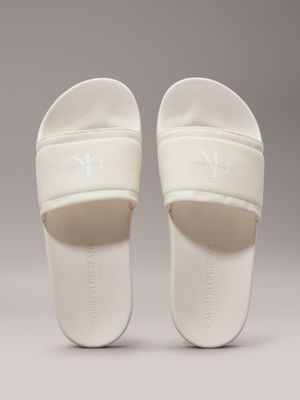 creamy white/bright white logo sliders for women calvin klein jeans