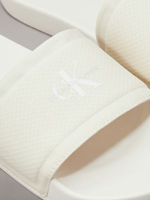 creamy white/bright white logo sliders for women calvin klein jeans