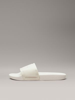 creamy white/bright white logo sliders for women calvin klein jeans