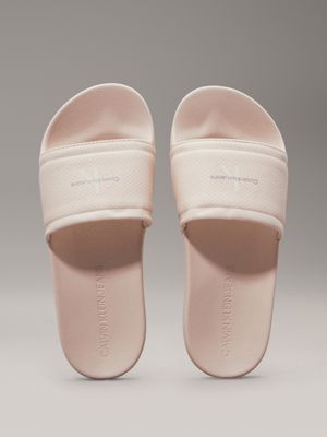 whisper pink/eggshell logo sliders for women calvin klein jeans