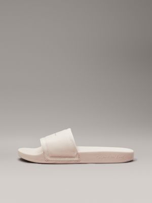 whisper pink/eggshell logo sliders for women calvin klein jeans