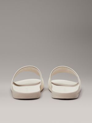 eggshell/creamy white logo sliders for women calvin klein jeans