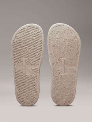 eggshell/creamy white logo sliders for women calvin klein jeans