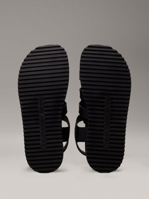 triple black leather platform sandals for women calvin klein jeans