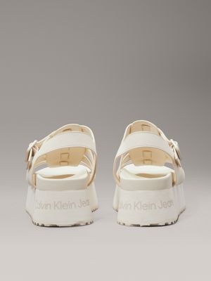 triple creamy white leather platform sandals for women calvin klein jeans