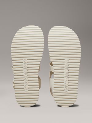 triple creamy white leather platform sandals for women calvin klein jeans