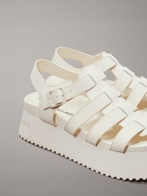 triple creamy white leather platform sandals for women calvin klein jeans