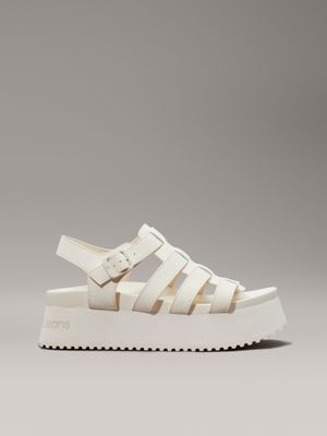 Blanc Sandales en Cuir Femme Calvin Klein