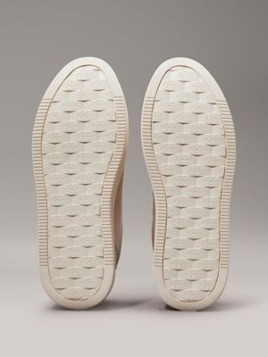 eggshell/creamy white leather platform trainers for women calvin klein jeans