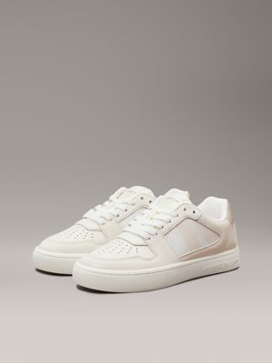 bright white/travertine/w pink suede trainers for women calvin klein jeans