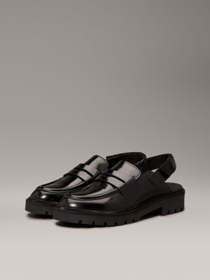 triple black leather slingback loafers for women calvin klein jeans