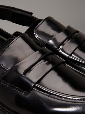 triple black leather slingback loafers for women calvin klein jeans