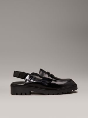 black leather slingback loafers for women calvin klein jeans