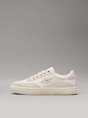 eggshell/creamy white/whisper pink leather trainers for women calvin klein jeans