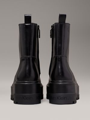 triple black leather platform boots for women calvin klein jeans