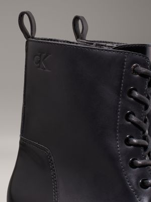 triple black leather platform boots for women calvin klein jeans