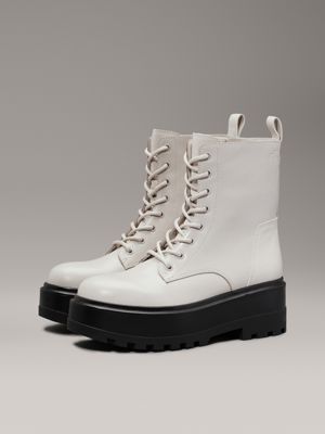 beige leather platform boots for women calvin klein jeans