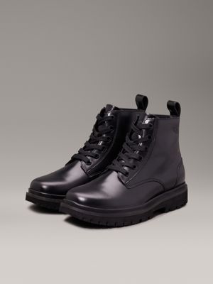 triple black leather boots for women calvin klein jeans