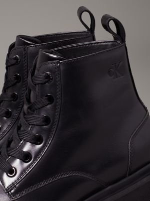 triple black leather boots for women calvin klein jeans