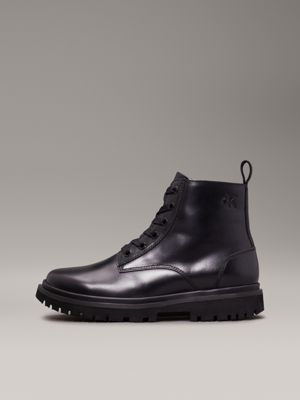 triple black leather boots for women calvin klein jeans