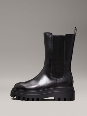 triple black leather platform boots for women calvin klein jeans