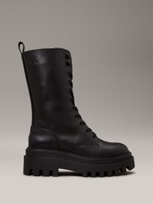 black leather platform boots for women calvin klein jeans