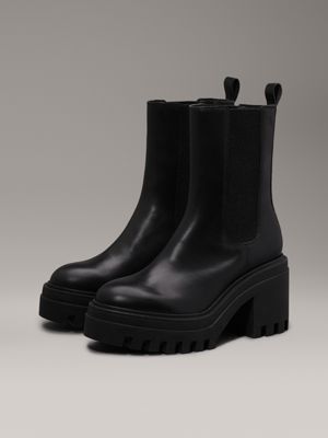 triple black leather chunky chelsea boots for women calvin klein jeans